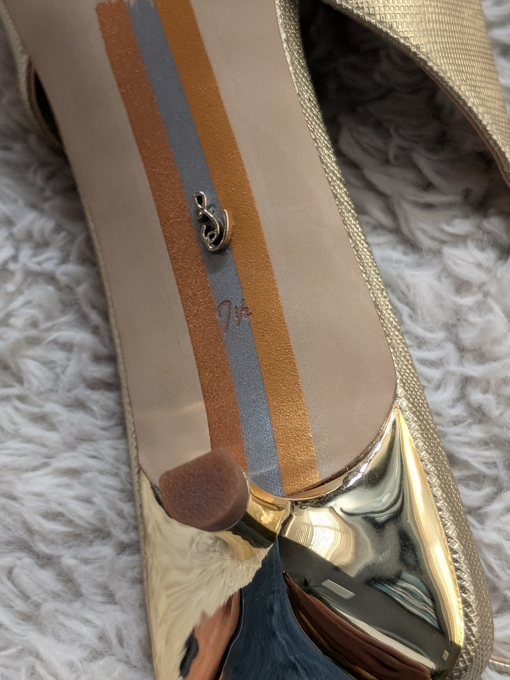 Sam Edelman Metallic Gold Embellished Slip-On Flat - Picture 3 of 7
